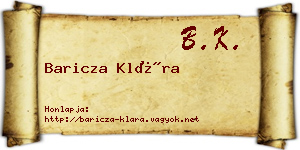 Baricza Klára névjegykártya